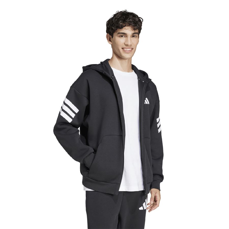 Hoodie Future Icons 3-Stripes felpa uomo con zip e cappuccio Adidas | JD4827X